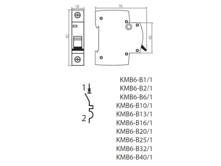 Wyłącznik nadprądowy 1p B 20A  Kanlux KMB6-B20/1  23142