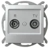 Gniazdo antenowe RTV przelotowe srebrne Impresja GPA-10YP/m/18