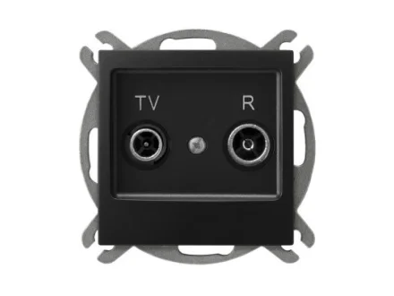 Gniazdo antenowe RTV przelotowe czarny metalik Impresja GPA-16YP/m/33