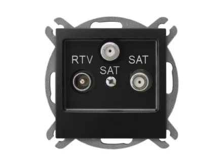 Gniazdo antenowe SAT-SAT-RTV z dwoma wyjściami czarny metalik Impresja GPA-Y2S/m/33
