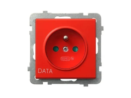 Gniazdo pojedyncze DATA z uziemieniem z przesłonami czerwone Sonata GP-1RZDP/m/00