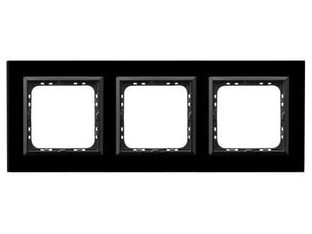 Ramka potrójna szklana czarna Sonata R-3RGC/32/25
