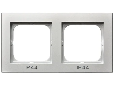 Ramka podwójna do łączników IP-44 srebro mat Sonata RH-2R/38