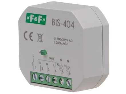 Przekaźnik bistabilny dopuszkowy świecznikowy sekwencyjny 230V  BIS-404