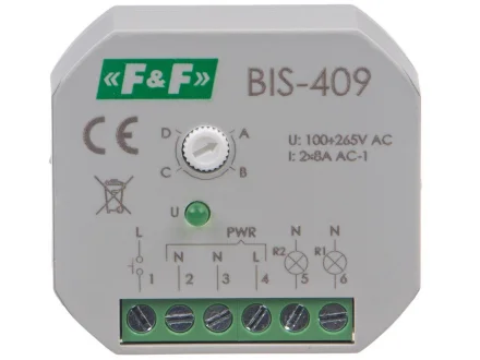 Przekaźnik bistabilny dopuszkowy czterofunkcyjny sekwencyjny 230V  BIS-409