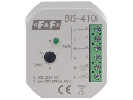 Przekaźnik bistabilny dopuszkowy z wyłącznikiem czasowym 230V  BIS-410-LED