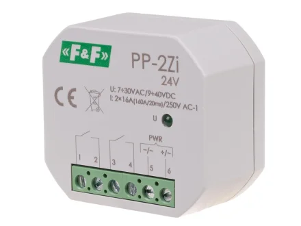 Przekaźnik dopuszkowy do LED 12-24V AC/DC 2z 16A  PP-2Zi 24V