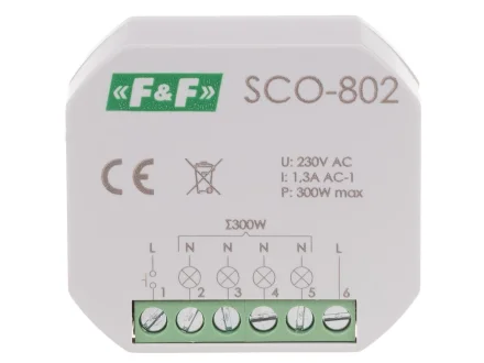 Ściemniacz oświetlenia dopuszkowy 230V  SCO-802