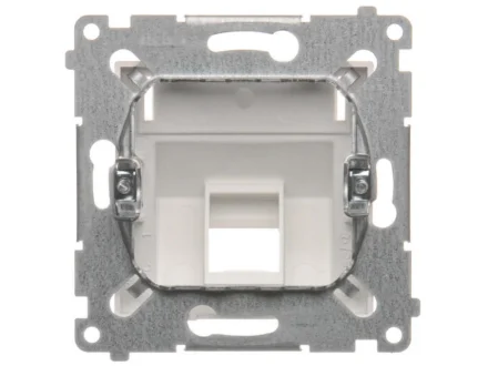 Pokrywa gniazd teleinformatycznych na Keystone skośna pojedyncza (moduł) srebrny mat Simon54  DKP1S.01/43