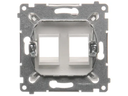 Pokrywa gniazd teleinformatycznych na Keystone płaska podwójna (moduł) srebrny mat  Simon54 DKP2.01/43