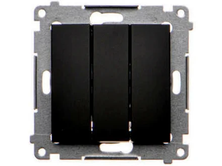 Przycisk potrójny z podświetleniem LED 10A czarny mat Simon54  DP31L.01/49