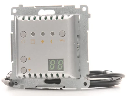 Termostat elektroniczny z zewnętrznym czujnikiem temperatury (moduł) srebrny mat Simon54  DTRNSZ.01/43