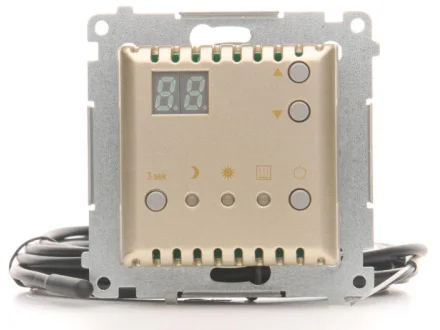 Termostat elektroniczny z zewnętrznym czujnikiem temperatury (moduł) złoty mat Simon54  DTRNSZ.01/44