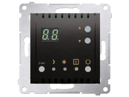 Termostat elektroniczny z wewnętrznym czujnikiem temperatury (moduł) antracyt Simon54  DTRNW.01/48