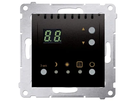 Termostat elektroniczny z wewnętrznym czujnikiem temperatury (moduł) czarny mat Simon54  DTRNW.01/49