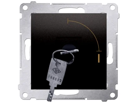 Łącznik jednobiegunowy z kluczem chwilowy - przycisk 2-pozycyjny czarny mat Simon54  DP1K.01/49
